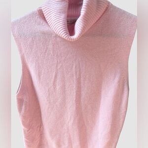 NWT Lord & Taylor 100% Two-Ply Cashmere Sleeveless Turtleneck Pink XL